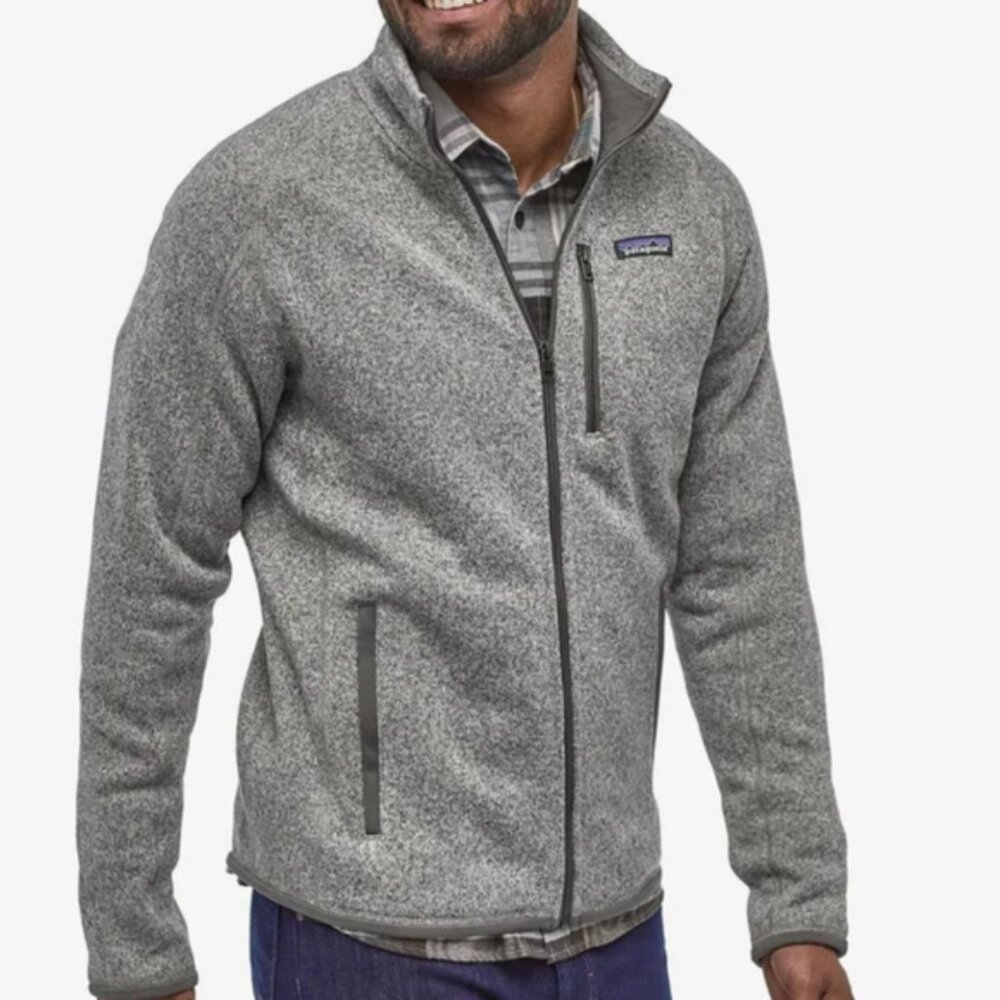 Patagonia Better Sweater Full-Zip Jacket -Stonewash Grey Pockets Sz L Outdoor